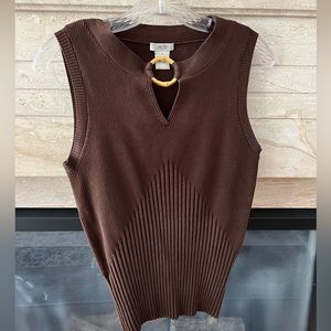 Cache brown knit sleeveless top